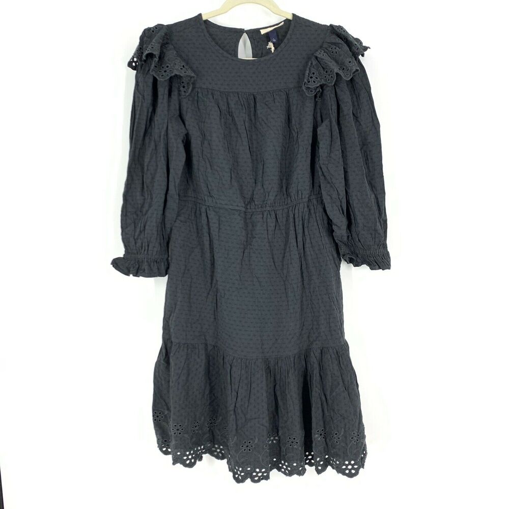 Universal Thread Women's XS Ruffle Long Sleeve Dress Black W/Pockets NWT